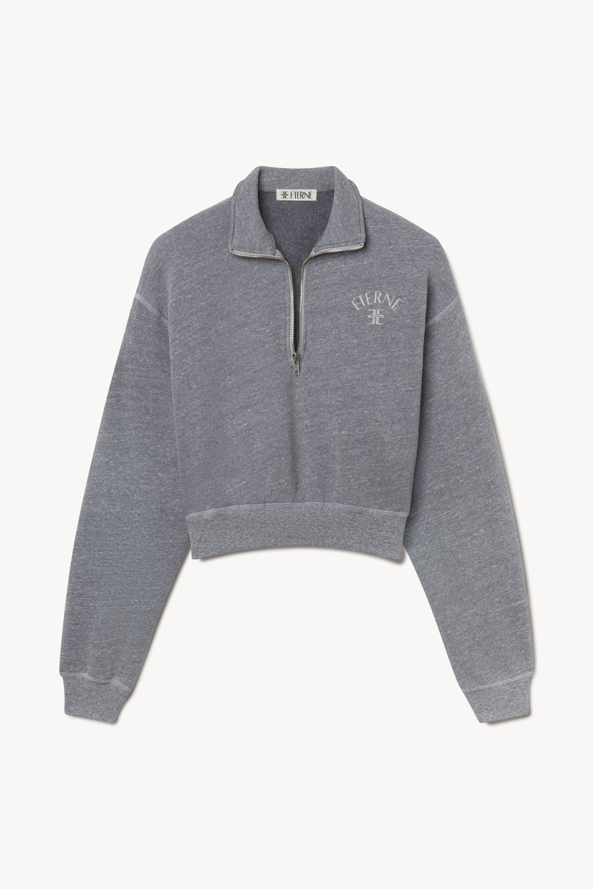 Eterne Cropped Half-zip Sweatshirt in Dark Heather Grey