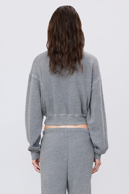 Eterne Cropped Half-zip Sweatshirt in Dark Heather Grey