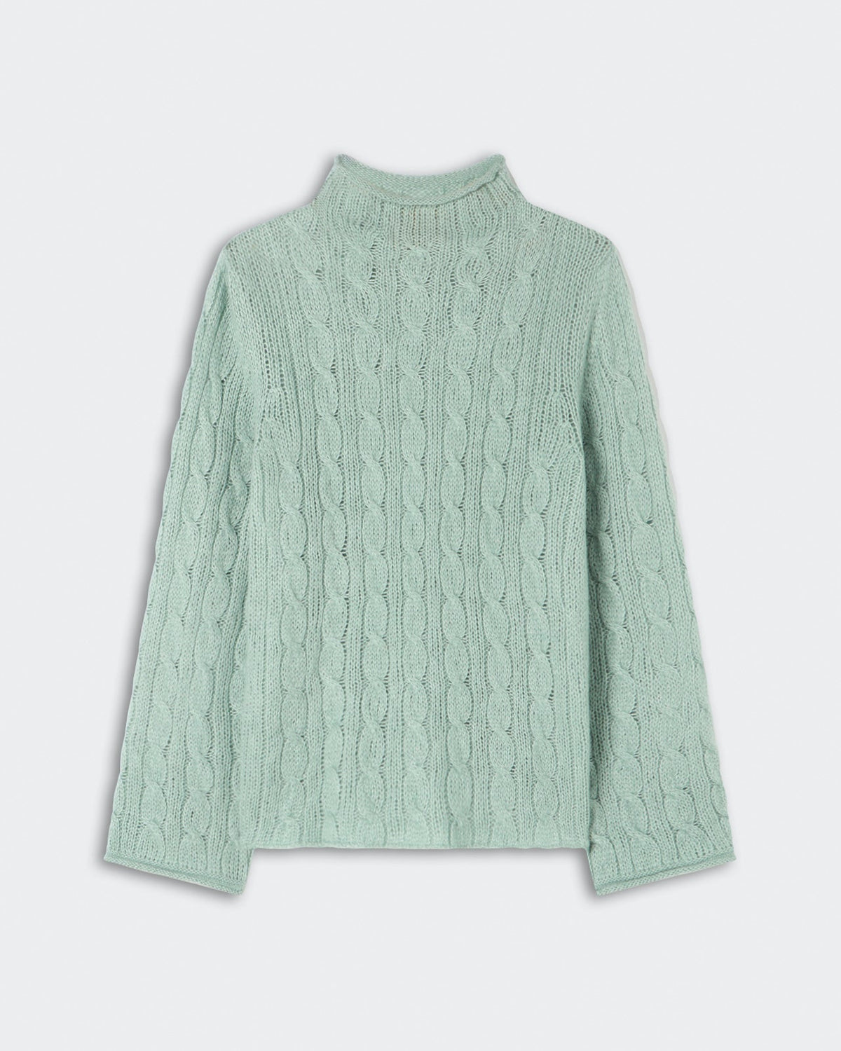 Guest in Residence Cable Mock Neck Top in Sage Brush