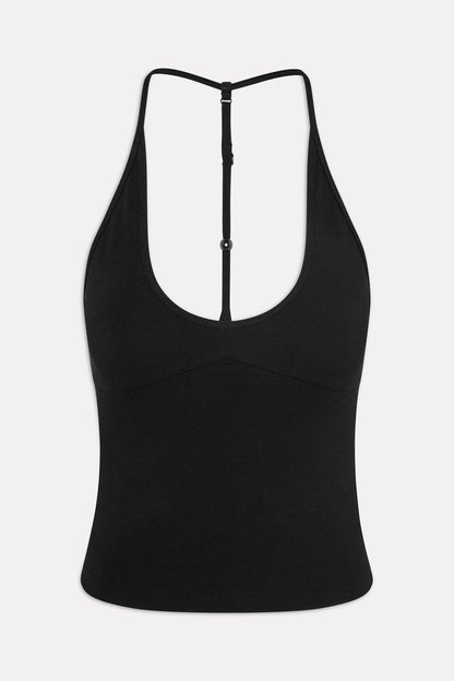 Frankie's Bikinis Chantal Cotton Halter Top in Black