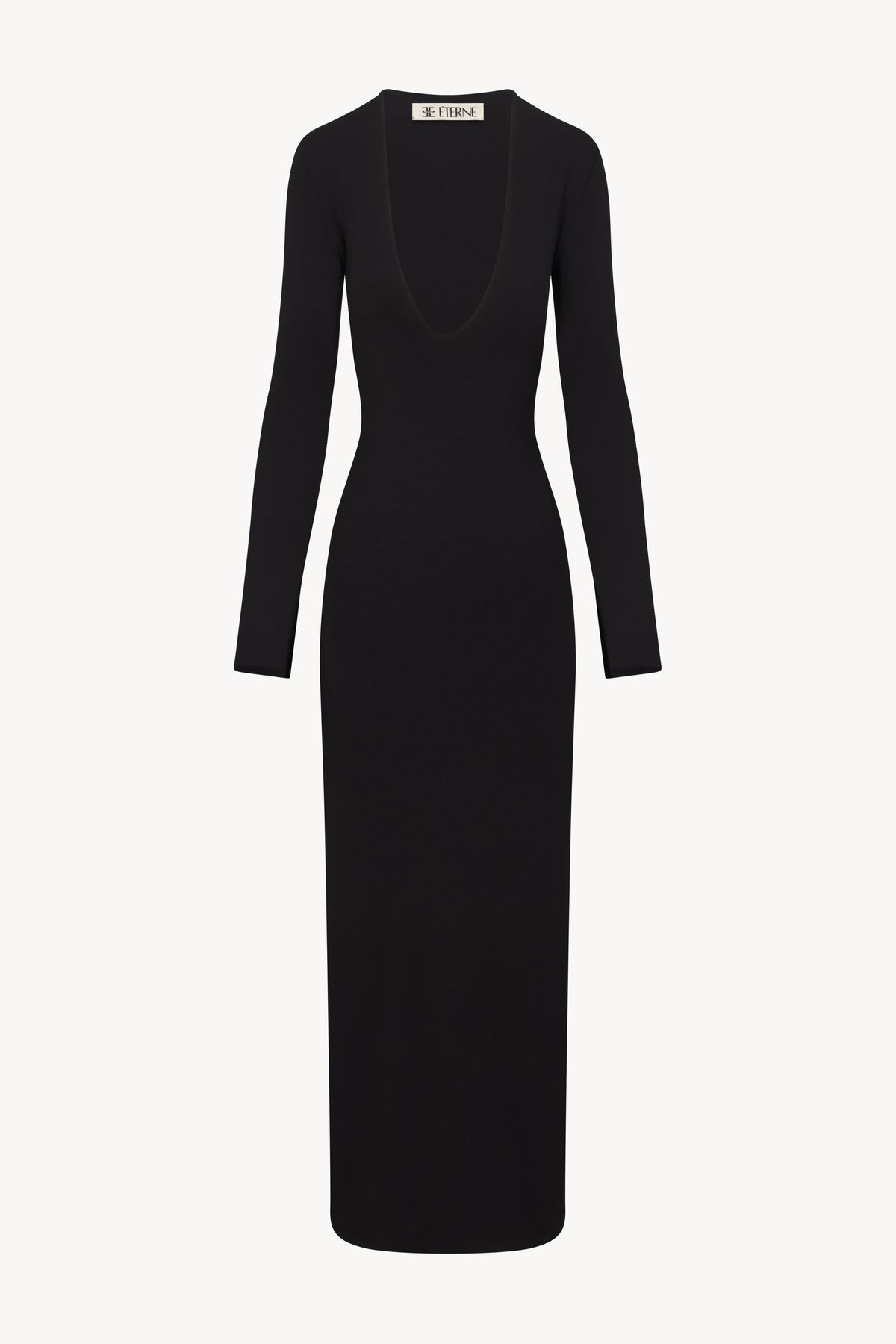 Eterne Deep-v Midi Dress in Black