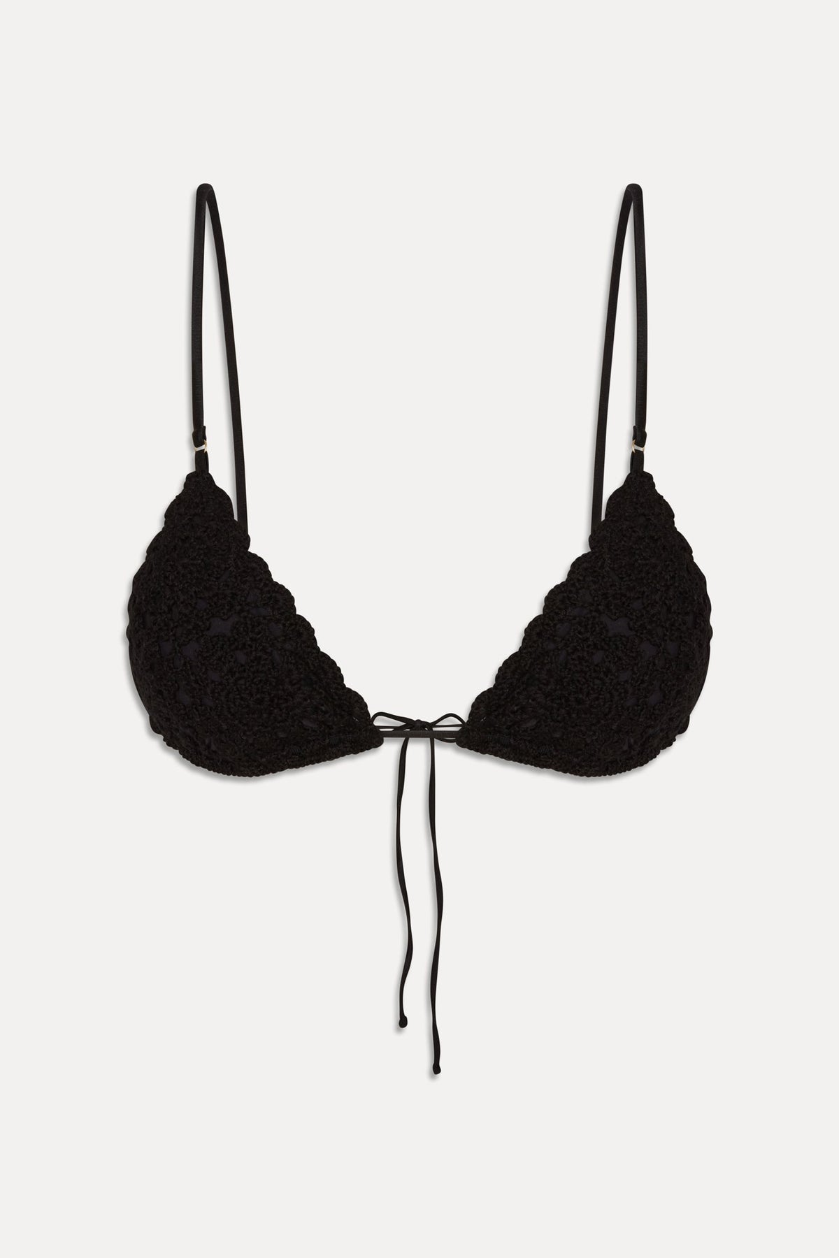 Frankie's Bikinis Elena Crochet Shine Bikini Top in Black