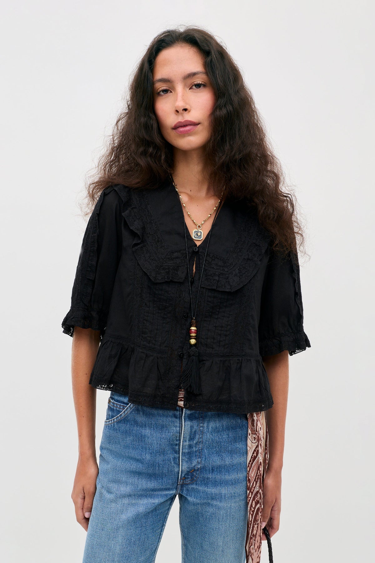 RIXO Ellery Top in Black