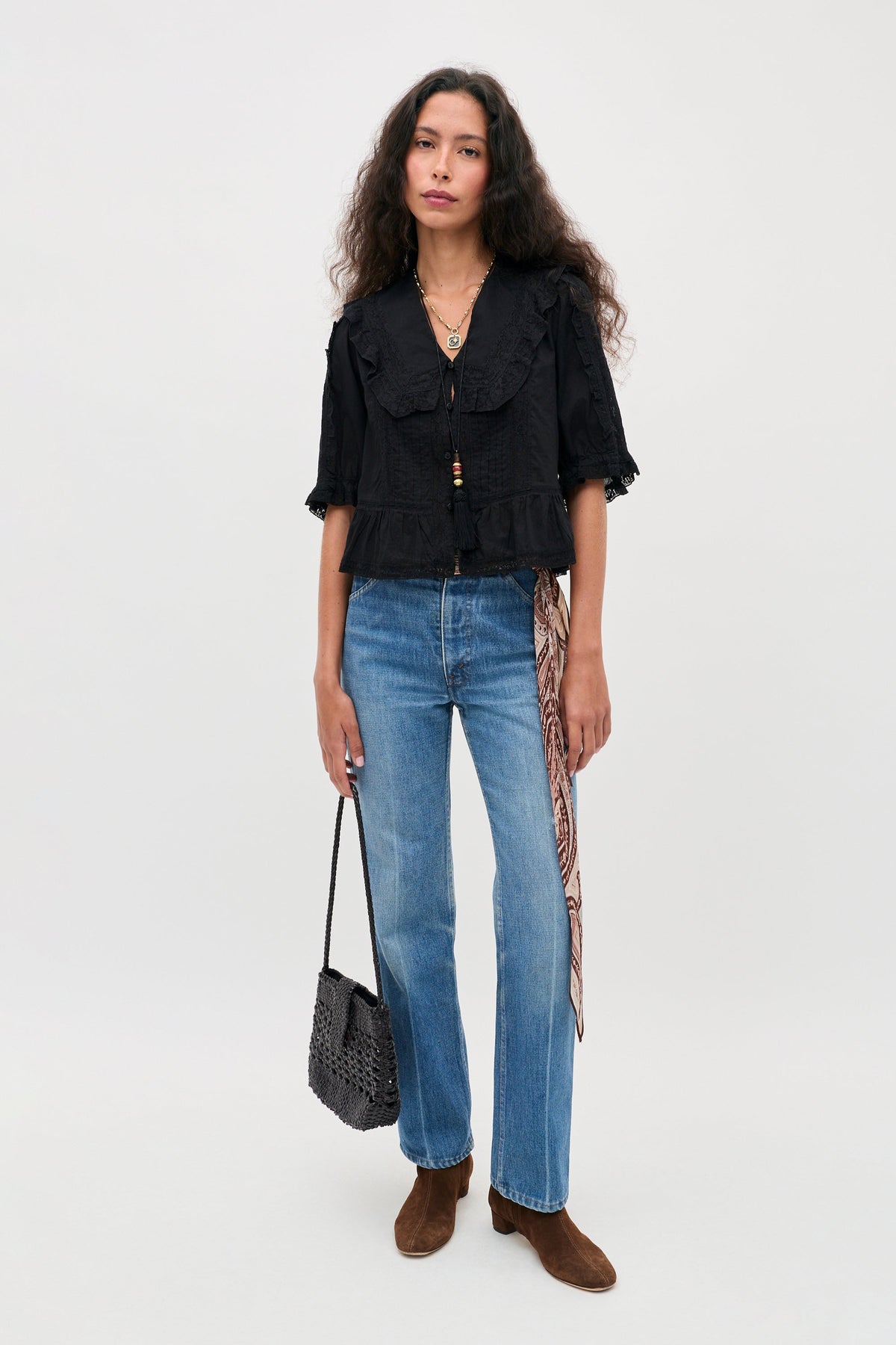 RIXO Ellery Top in Black