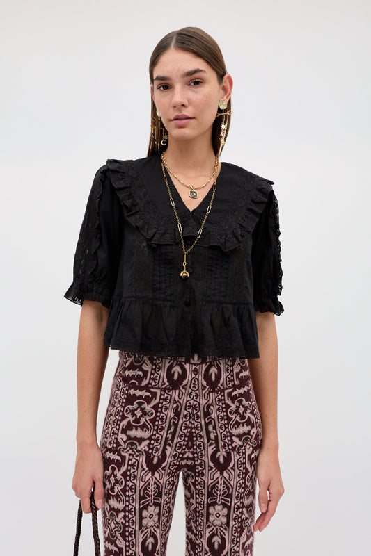 RIXO Ellery Top in Black