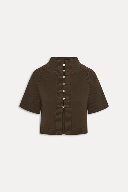 Frankie's Bikinis Everett Knit Cotton Cape in Chocolate Brown
