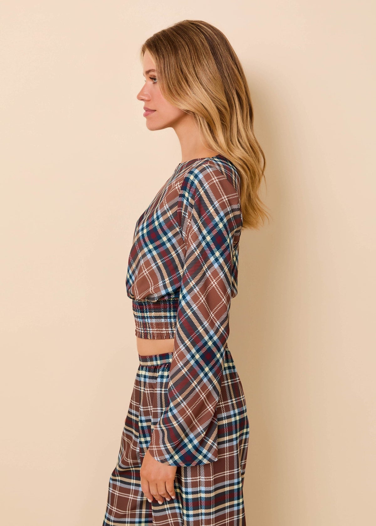 Solid & Striped Ace Top Luxe Drape in Walnut Wood Plaid
