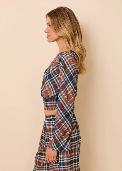 Solid & Striped Ace Top Luxe Drape in Walnut Wood Plaid