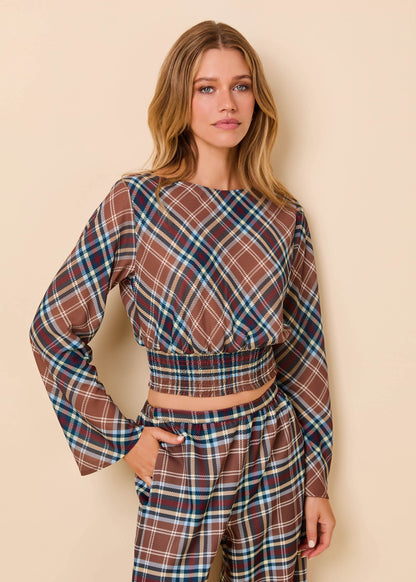 Solid & Striped Ace Top Luxe Drape in Walnut Wood Plaid