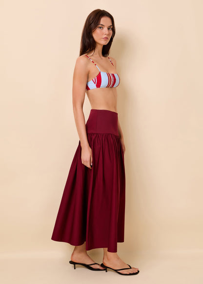 Solid & Striped Magnolia Skirt Poplin in Sangria
