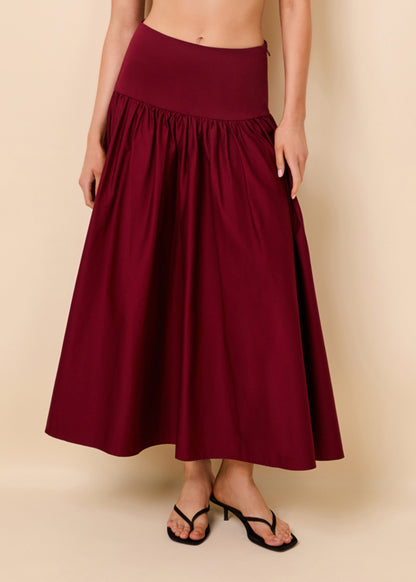 Solid & Striped Magnolia Skirt Poplin in Sangria