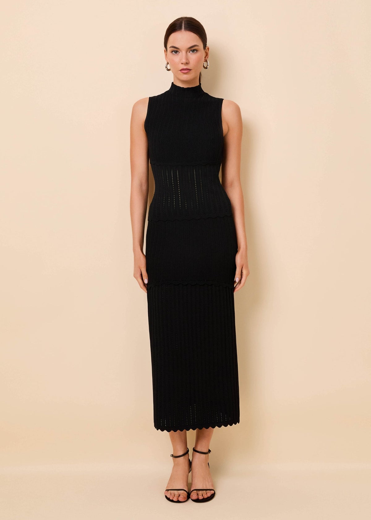 Solid & Striped Amara Skirt Ribbed Pointelle in Noir