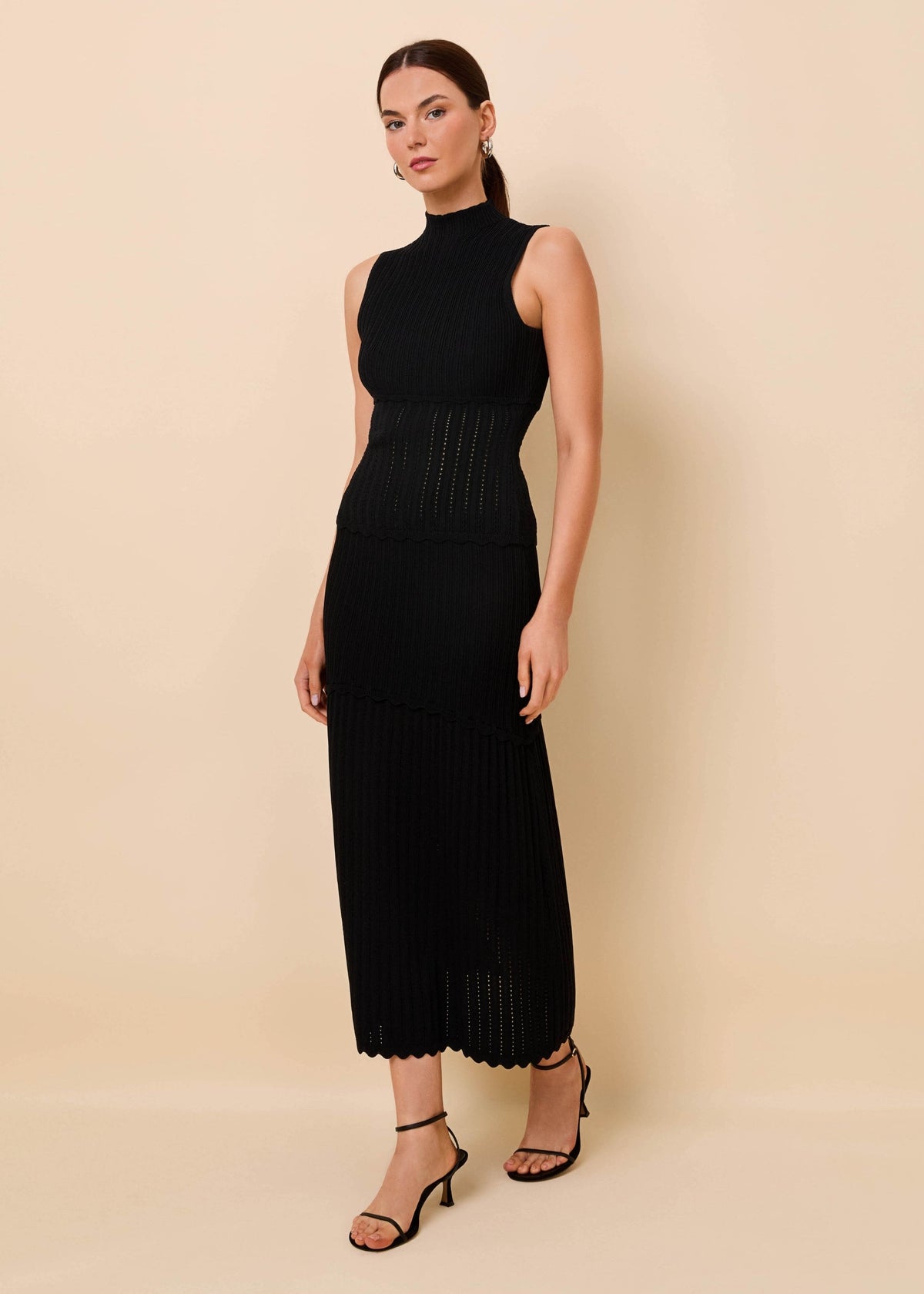 Solid & Striped Amara Skirt Ribbed Pointelle in Noir