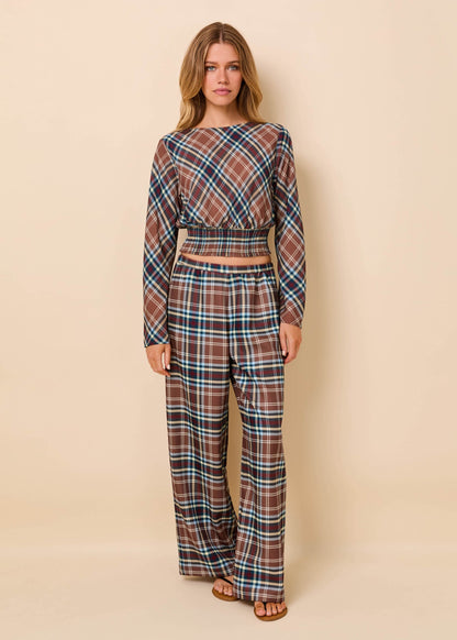 Solid & Striped Ace Top Luxe Drape in Walnut Wood Plaid