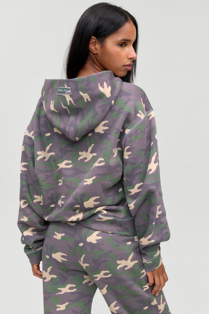 Frankie's Bikinis Drew Terry Zip Up Hoodie in Classic Camo