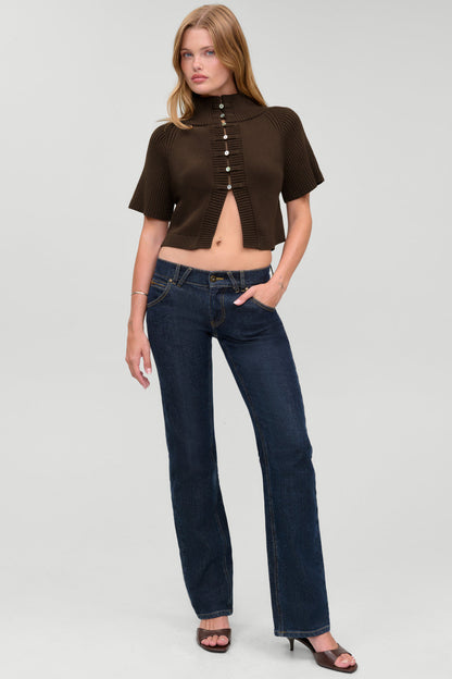 Frankie's Bikinis Everett Knit Cotton Cape in Chocolate Brown