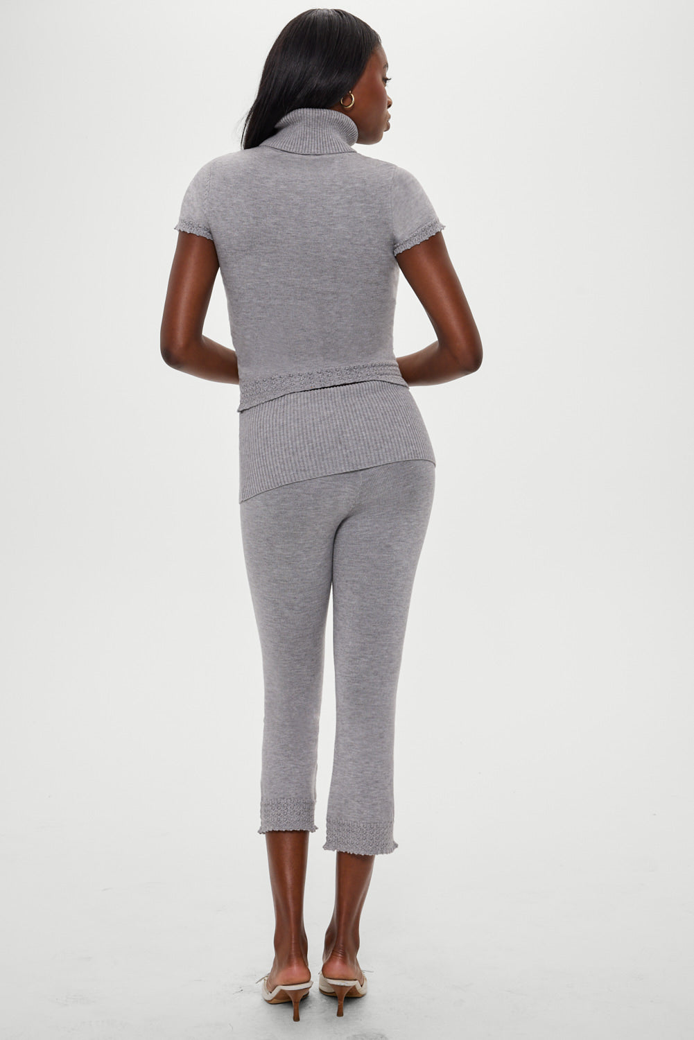 Frankie's Bikinis Milo Knit Capri Pants in Cloud Cover