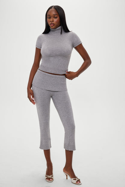 Frankie's Bikinis Milo Knit Capri Pants in Cloud Cover
