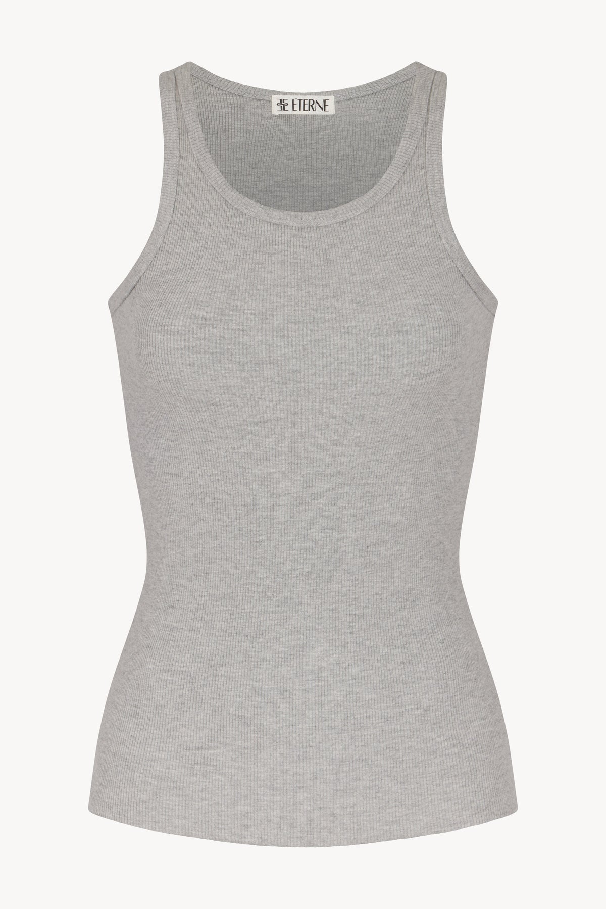 Eterne High Neck Fitted Tank in Heather Grey
