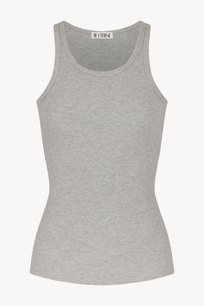 Eterne High Neck Fitted Tank in Heather Grey