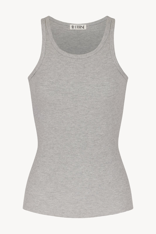 Eterne High Neck Fitted Tank in Heather Grey