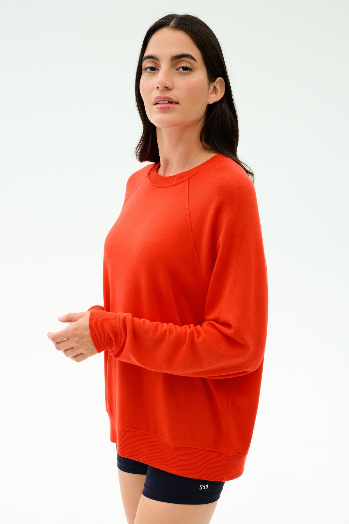 Splits59 Andie Oversized Fleece Sweatshirt in Lotus Red