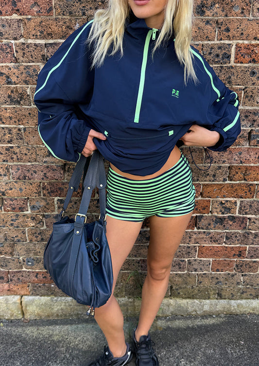 P.E Nation Energy 3" Bike Short in Kiwi Green Stripe