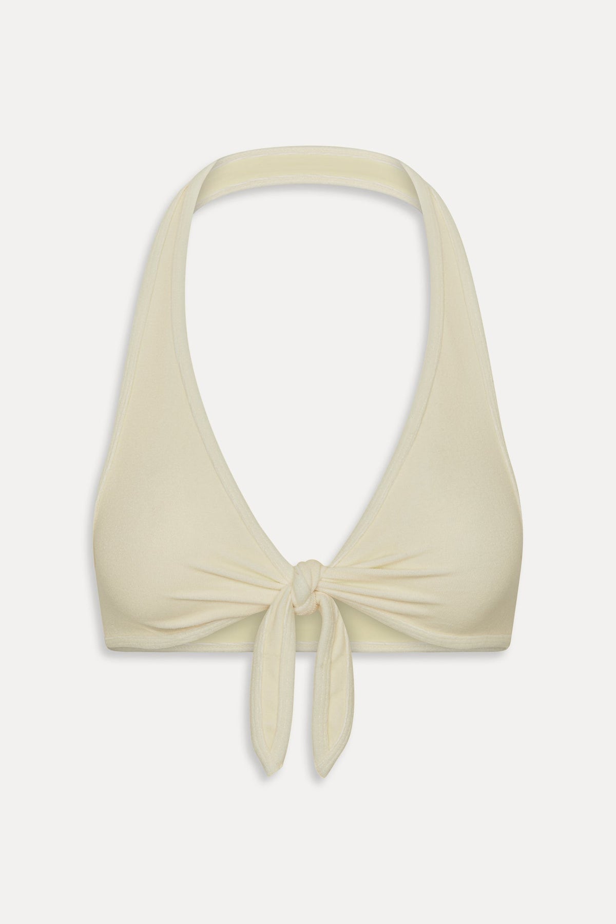 Frankie's Bikinis Jayne Terry Halter Bikini Top in Lemon
