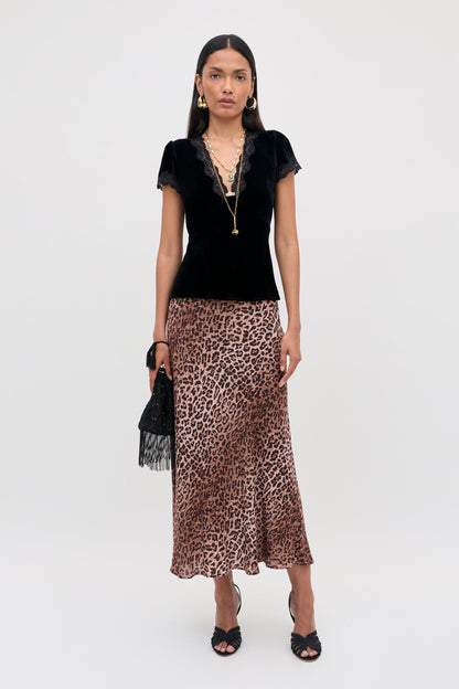 RIXO Karia Top in Black Velvet