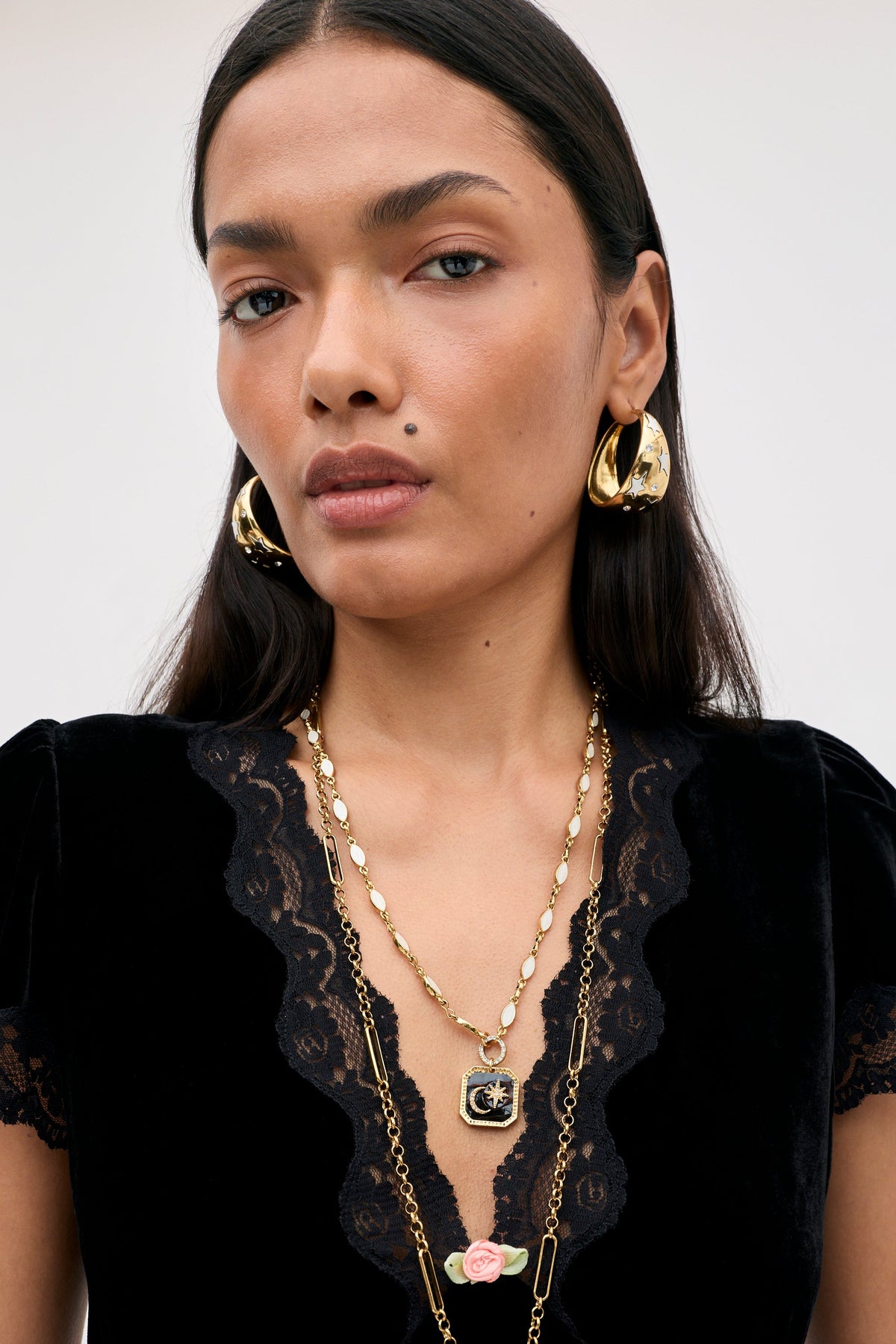 RIXO Karia Top in Black Velvet