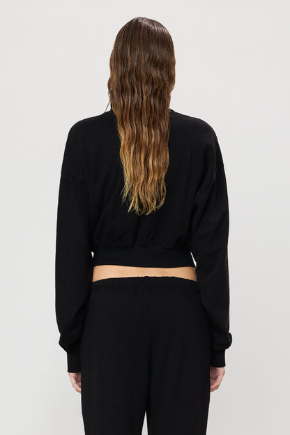 Eterne Cropped Half-zip Sweatshirt in Black