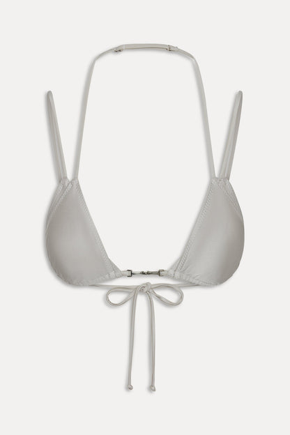 Frankie's Bikinis Mabel Satin Bikini Top in Moon