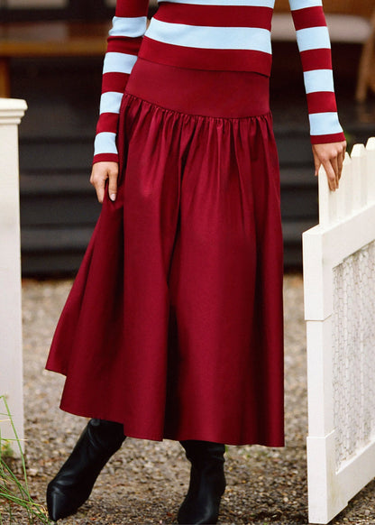 Solid & Striped Magnolia Skirt Poplin in Sangria