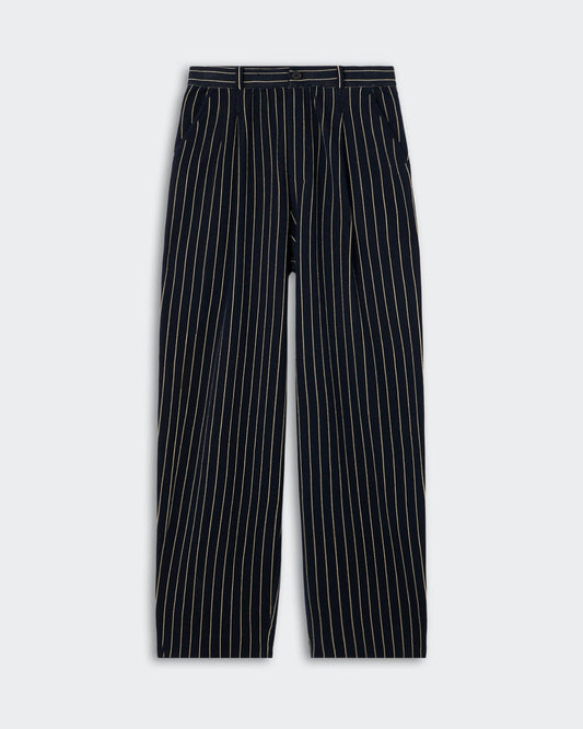 Guest in Residence Pinstripe Carpenter Pant in Navy/Butter