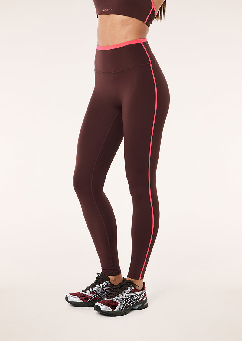 P.E Nation Radar Full Length Legging in Mahogany/Diva Pink