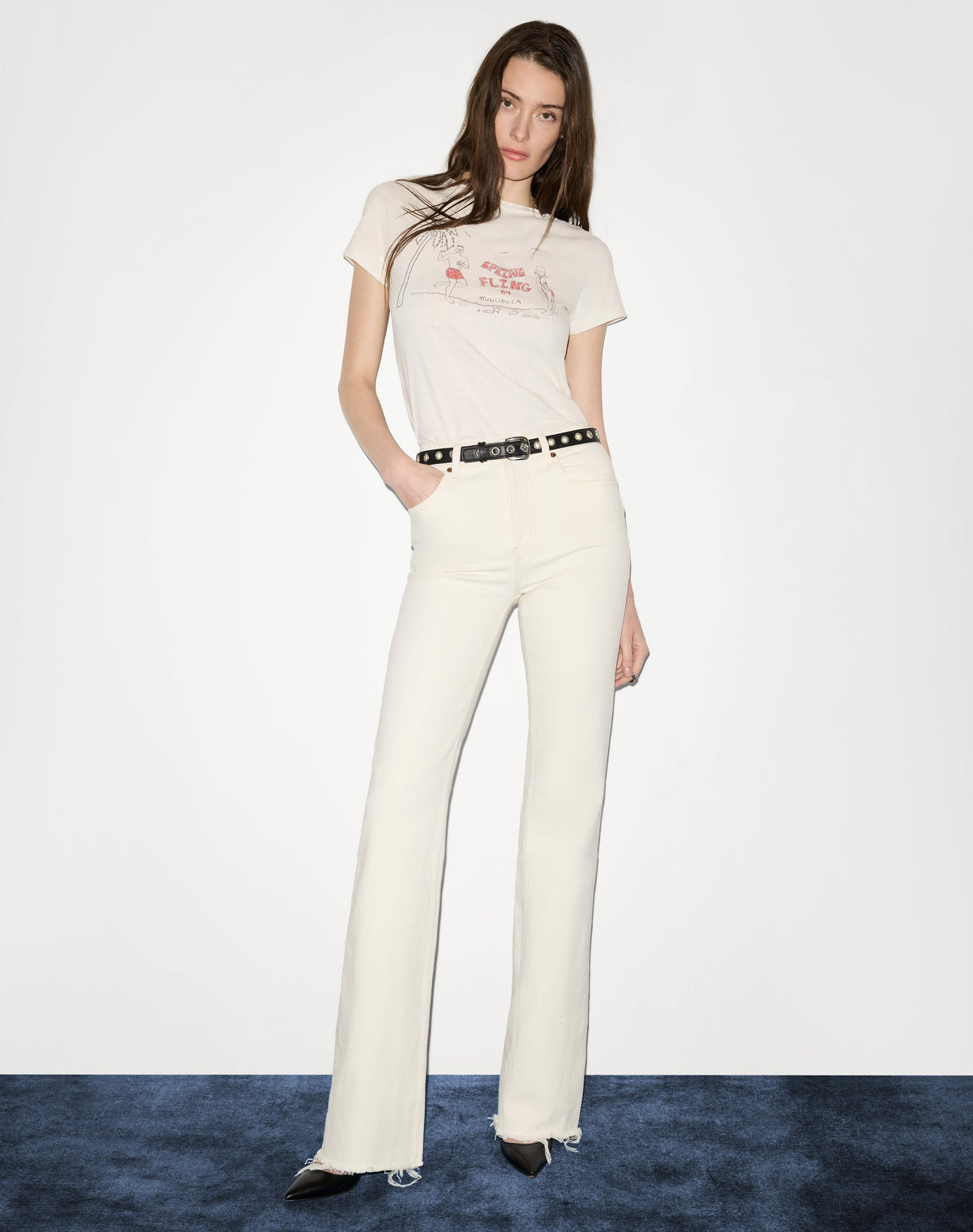 RE/DONE Classic "Spring Fling" Tee in Vintage White