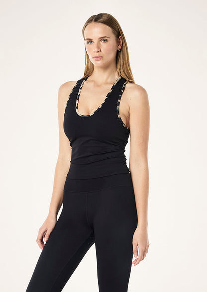 P.E Nation Renewal Tank in Black/Leopard
