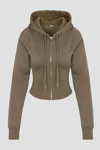 Miaou Sadie Corset Hoodie in Olive