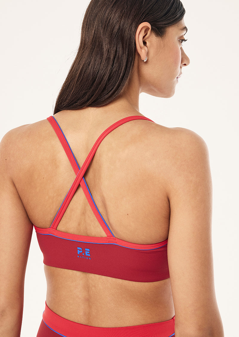 P.E Nation Spectrum Sports Bra in Cherry/Strawberry