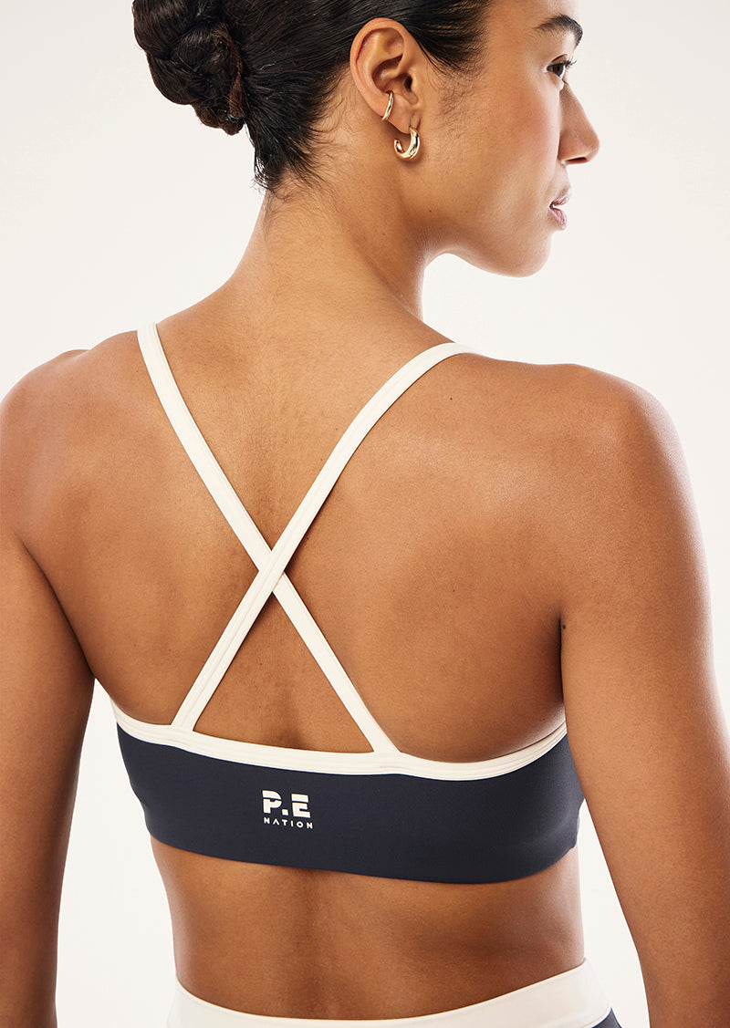 P.E Nation Spectrum Sports Bra in Marine Blue/whisper White Blud
