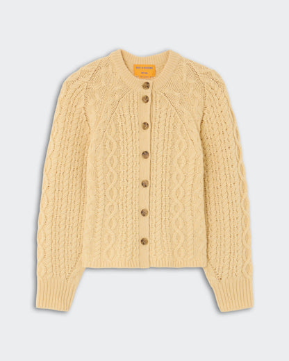 Guest in Residence Cable Sculpted Cardigan in Butter
