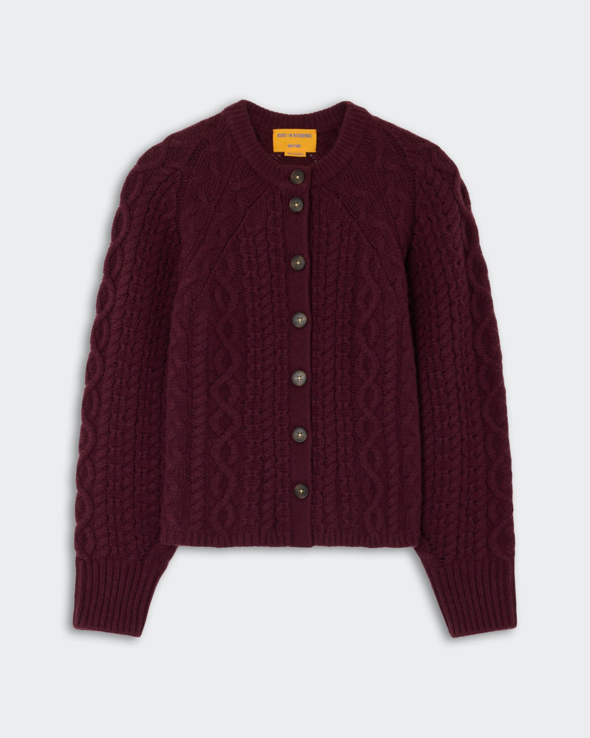 Guest in Residence Cable Sculpted Cardigan in Fig