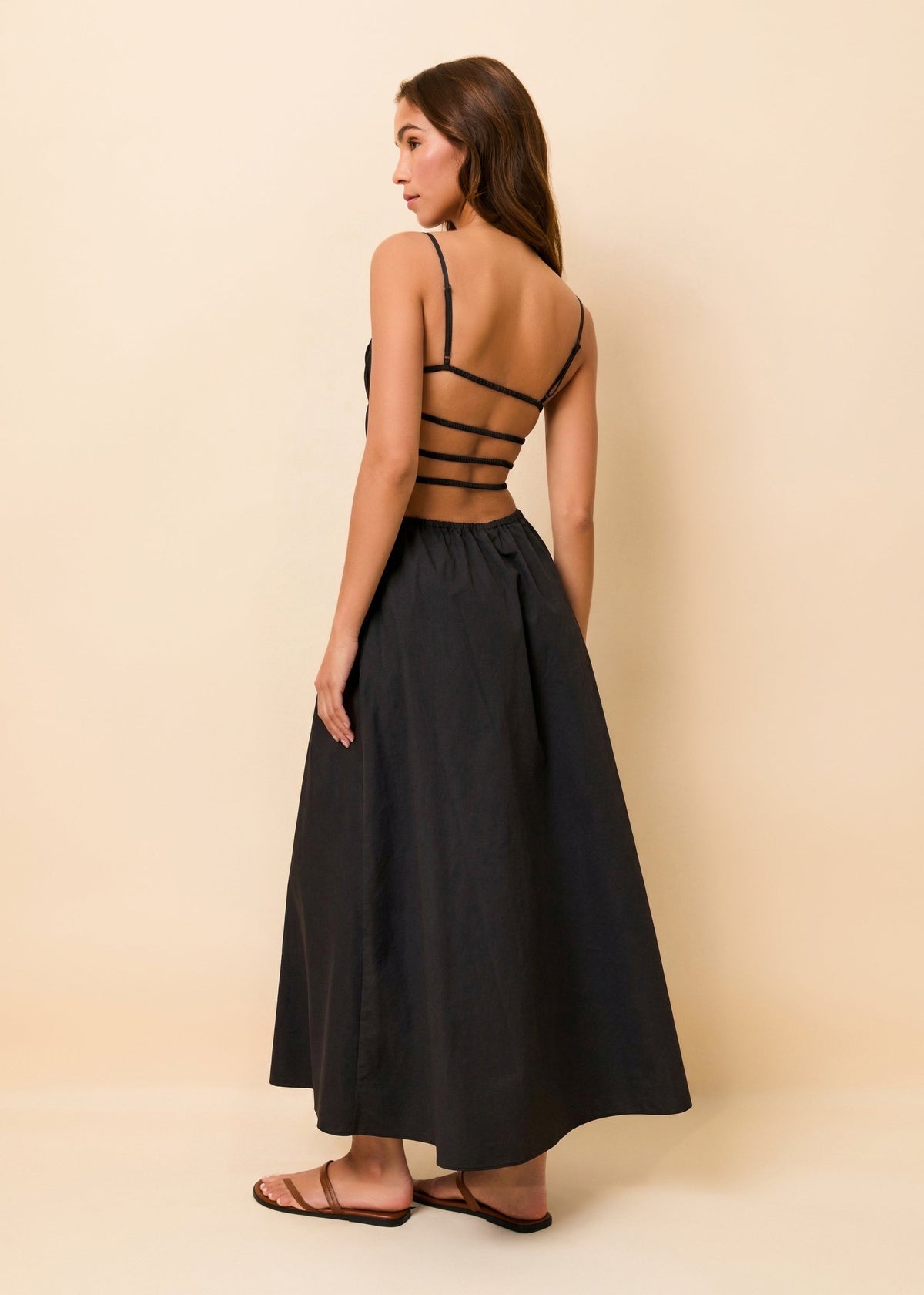 Solid & Striped Delta Midi Dress Poplin in Noir