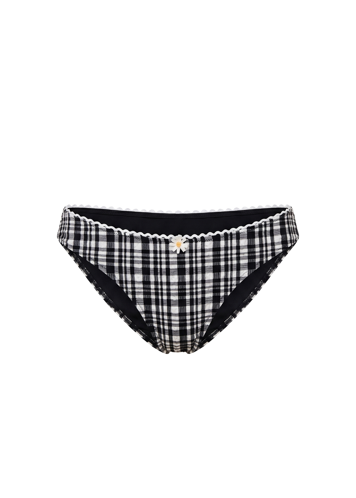 Solid & Striped Daphne Bikini Bottom Puckered Plaid in Noir