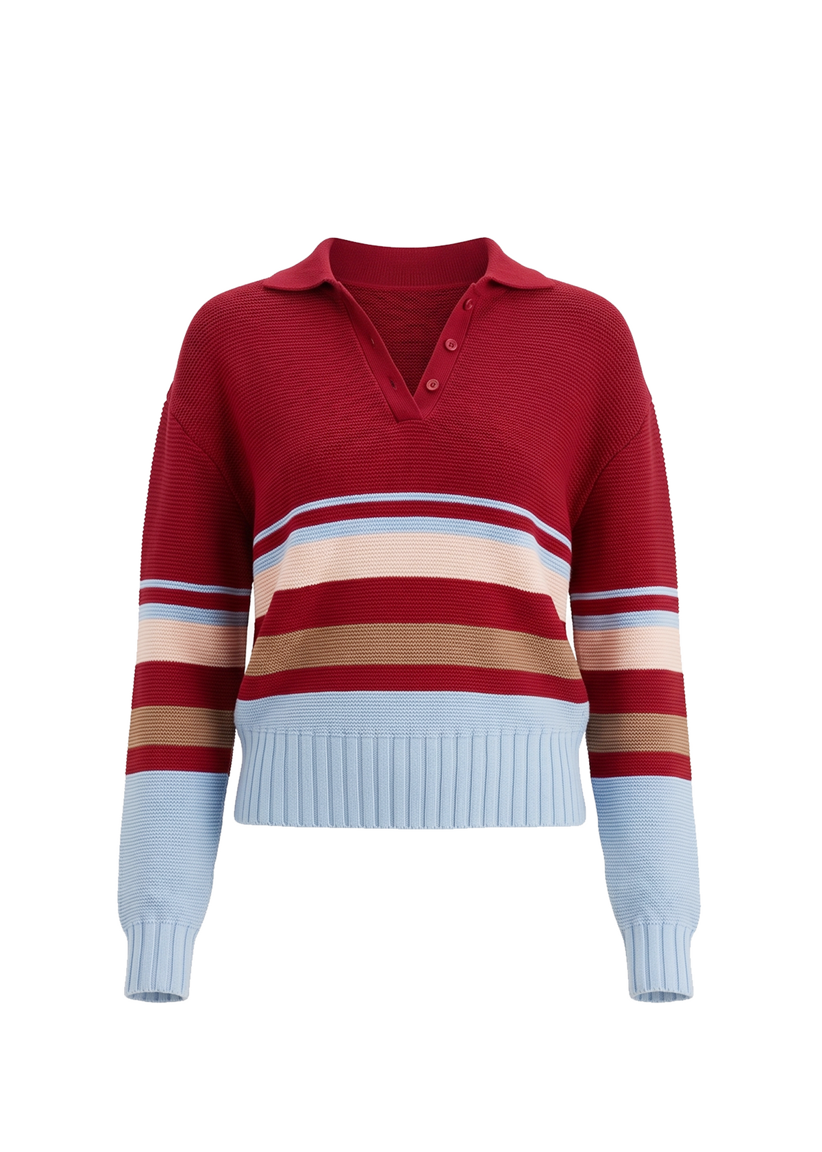 Solid & Striped Cleo Pullover Cotton Cranberry Multi Stripe in Cranberry Copenhagen Multi Stripe