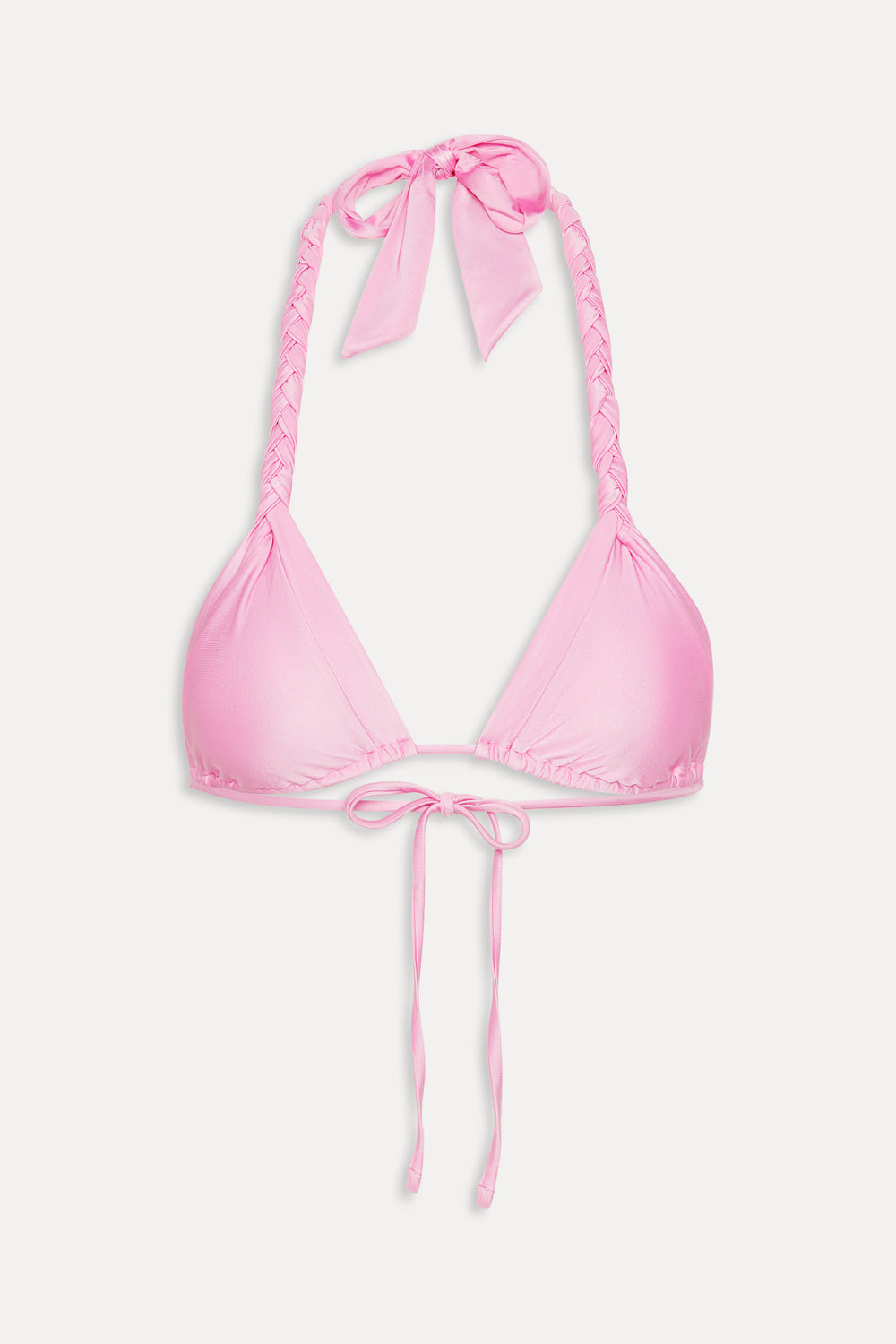 Frankie's Bikinis Talia Satin Triangle Bikini Top in Pink Shine