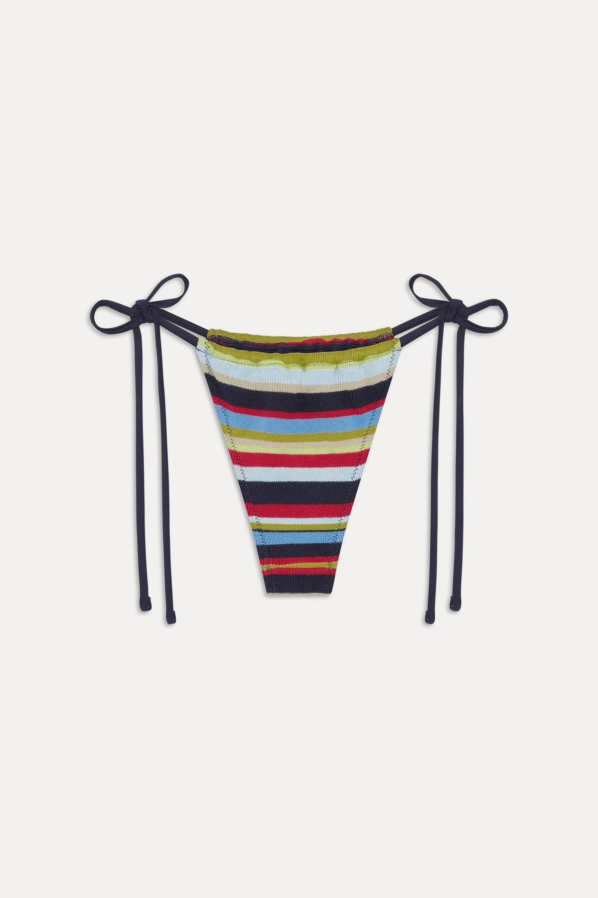 Frankie's Bikinis Tia Knit String Bikini Bottom in Retro Rainbow