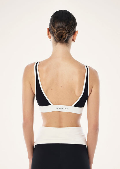P.E Nation Vibe Sports Bra in Black/Whisper White
