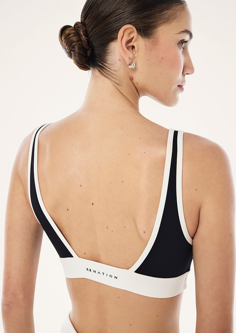 P.E Nation Vibe Sports Bra in Black/Whisper White