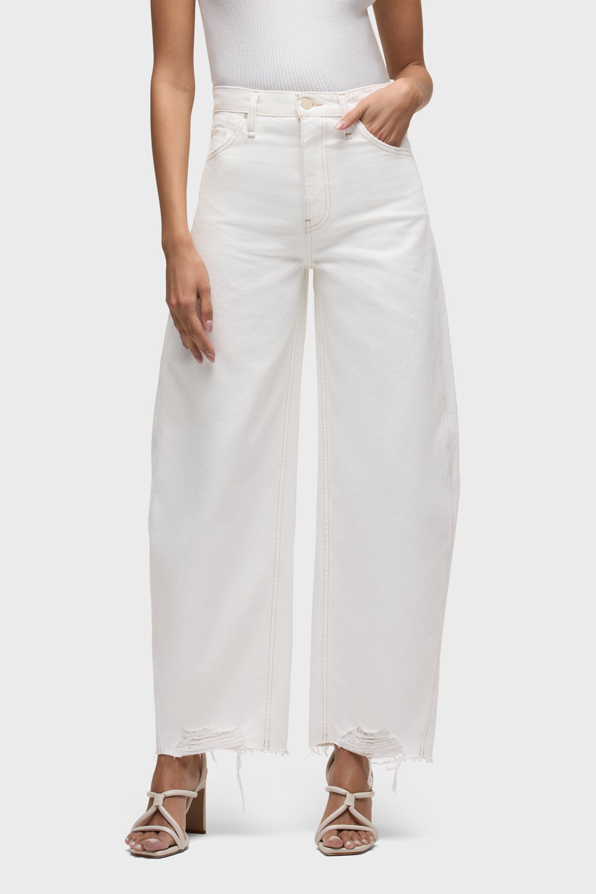 Hudson Bailey Relaxed Barrel Jean in White